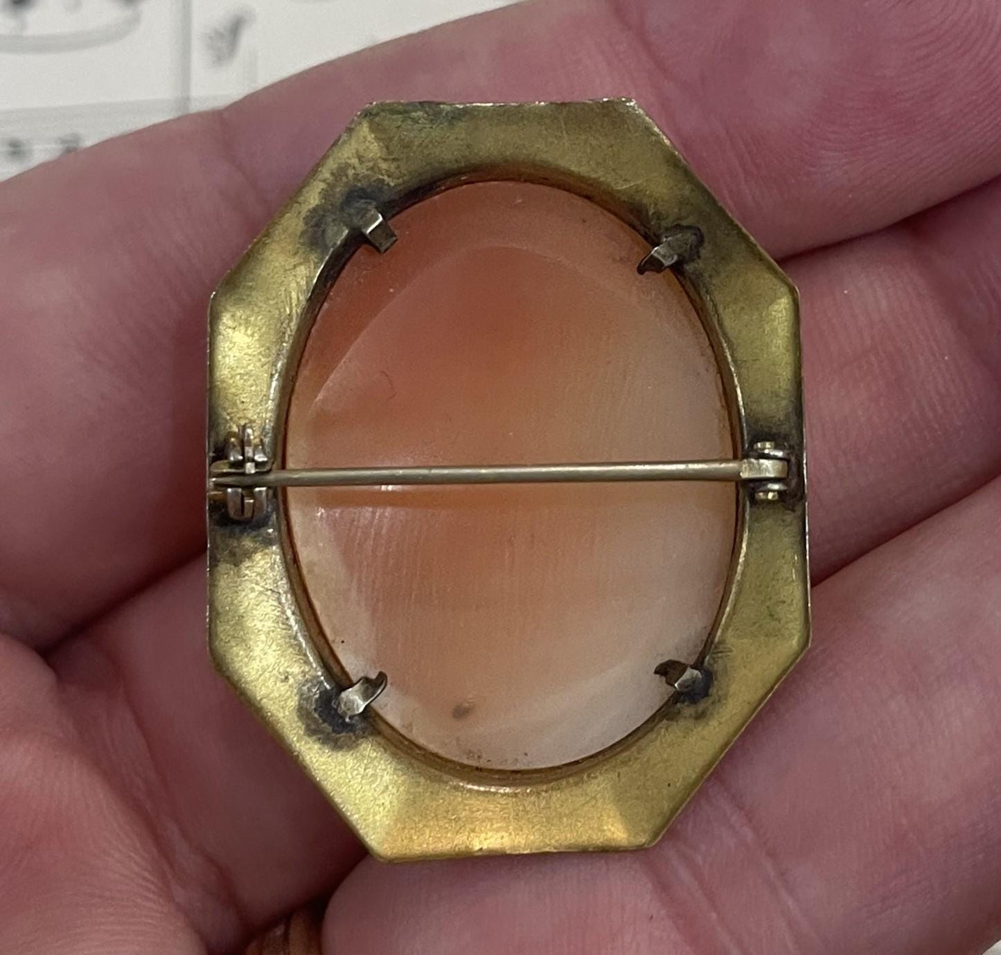 Antique Italian Carved Shell Cameo Roman Woman c1880