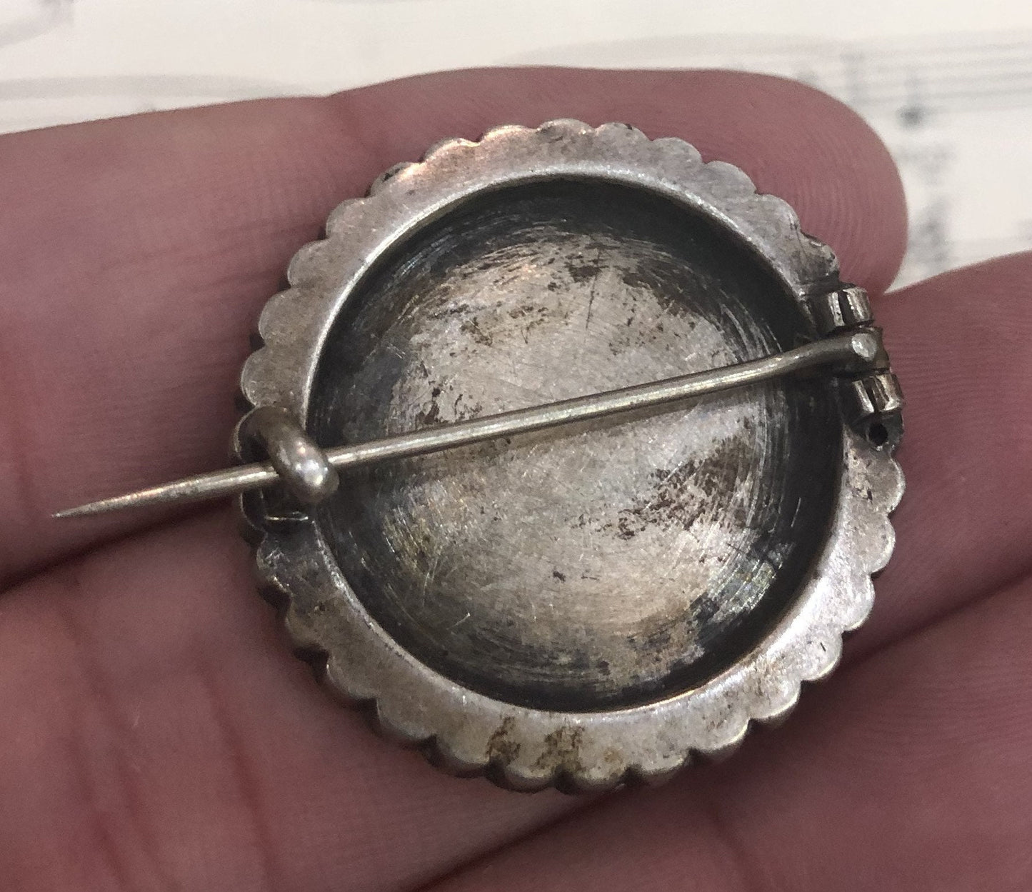 Antique Art Nouveau French Sterling Silver Brooch Flowers c1910