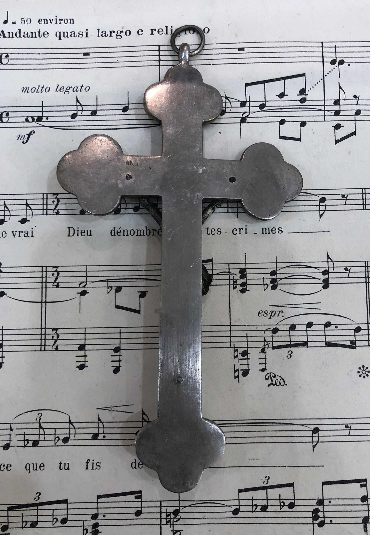 Large Antique Italian Micro Mosaic Micromosaic Cross Crucifix Roma Flowers c1900