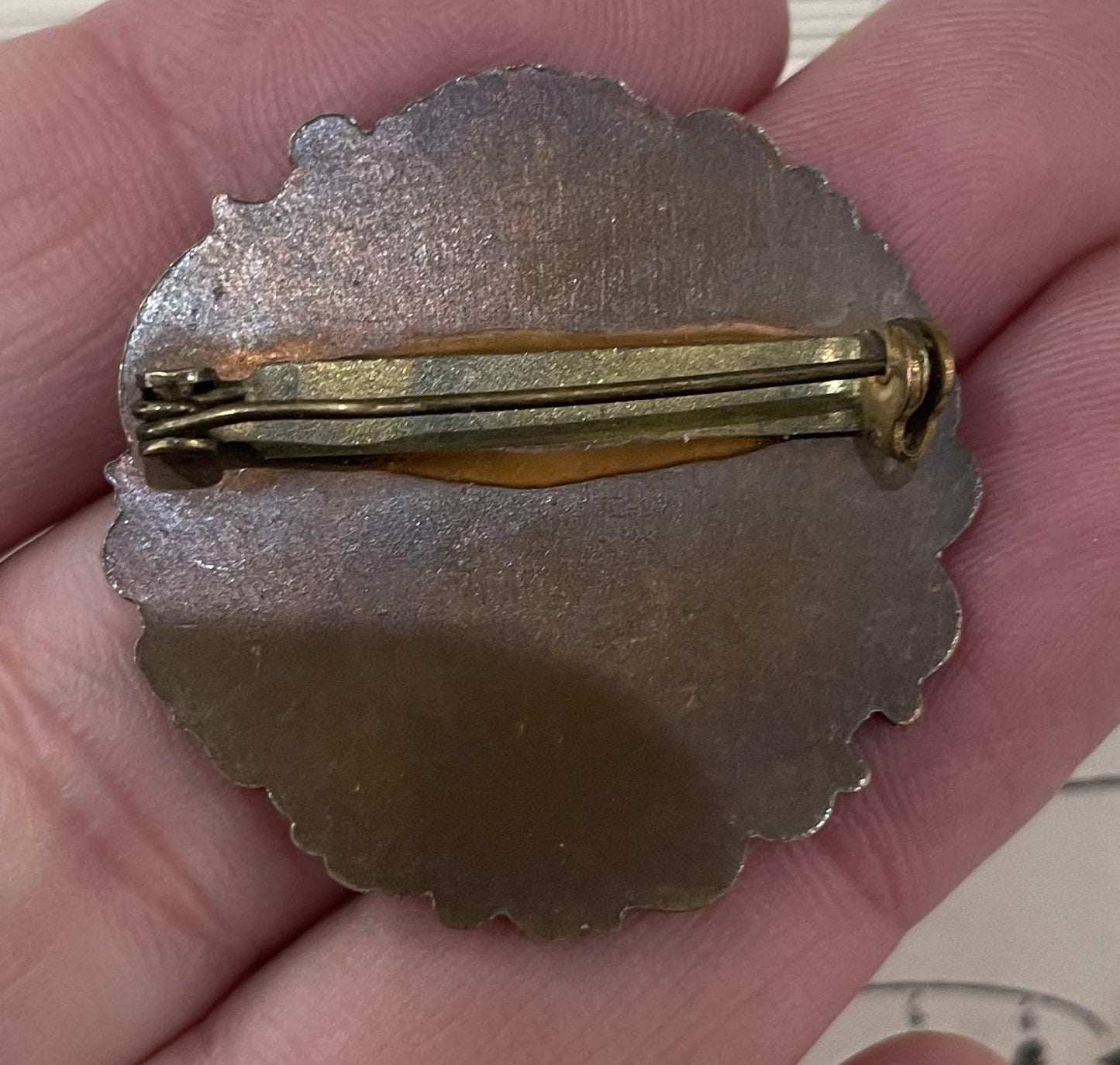 Rare Antique French Art Nouveau Enameled Brooch Flower Cattail c1900