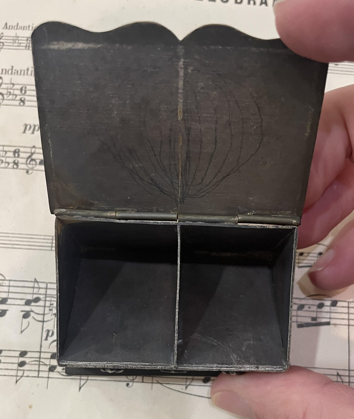 Rare Antique French Joan of Arc Stamp Box Fleur de Lys c1900