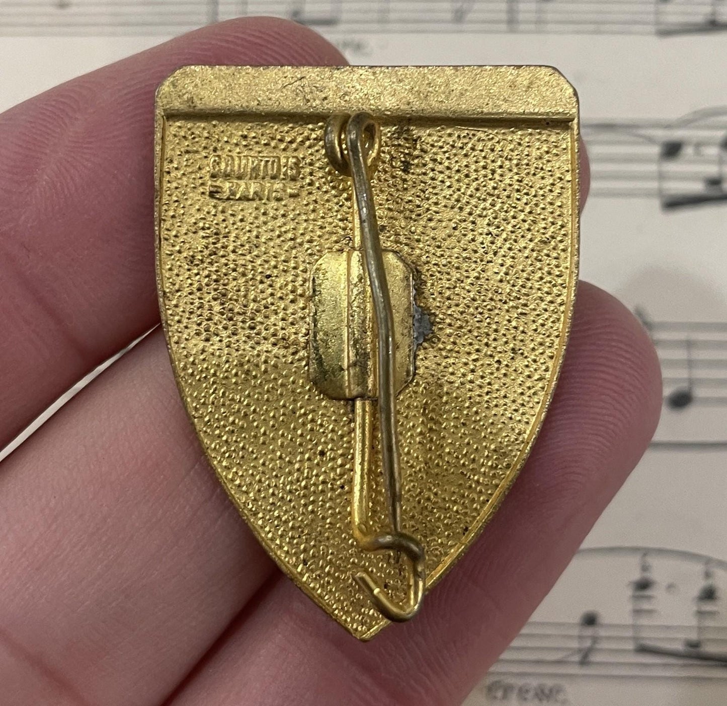 Large Antique French Enameled Joan of Arc Pin / Brooch c1920