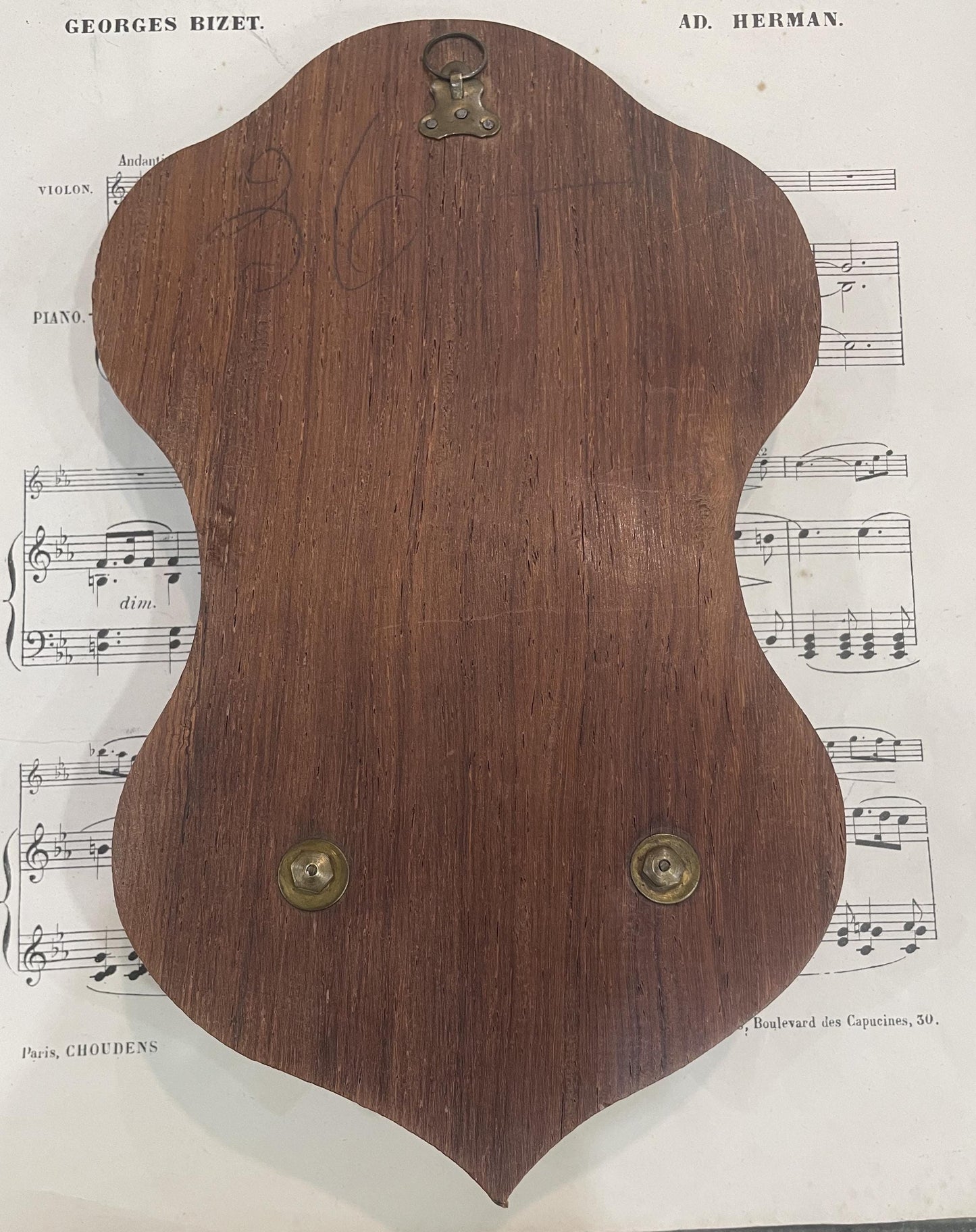 Antique French Art Nouveau Wooden Signed Holy Water Font Lourdes Virgin Mary c1920