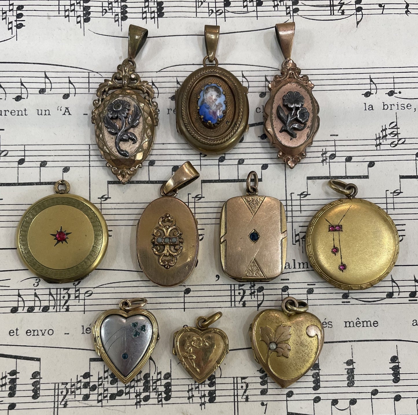 Antique French Art Nouveau Locket Pendant Porcelain c1920