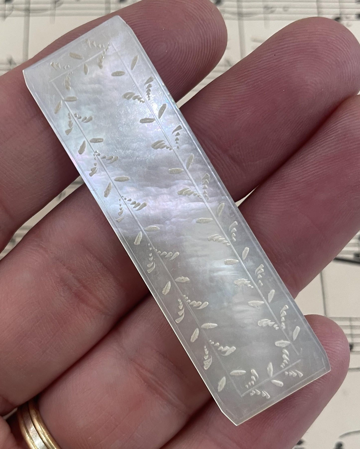 Antique French Carved Mother of Pearl Game Piece c1860