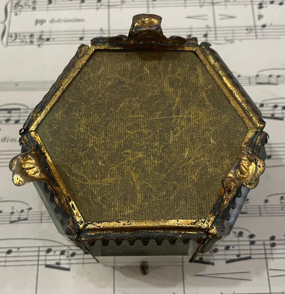 Antique French Eglomise Souvenir Jewelry Box Casket Le Puy c1900