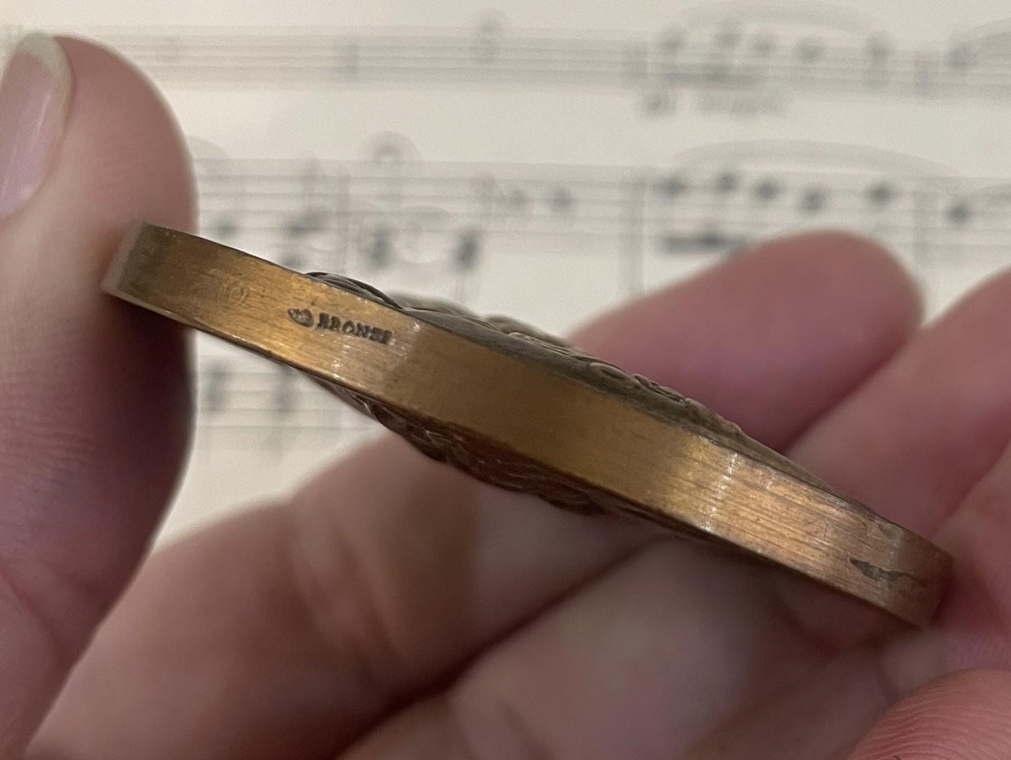 Large Antique French Bronze Jean Racine / Moliere Medal Signed Daumard Caunois c1920