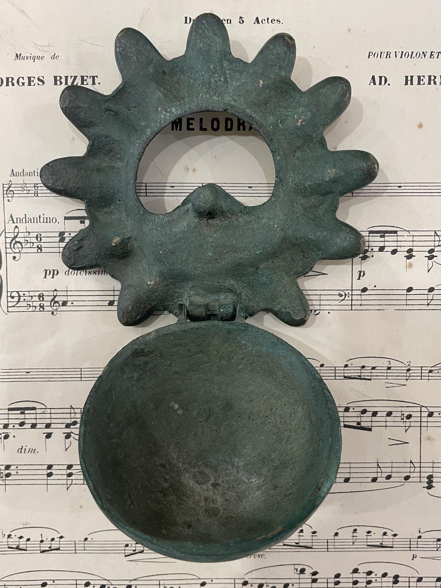 Rare Antique French Grotesque Bronze Ashtray Tray c1930