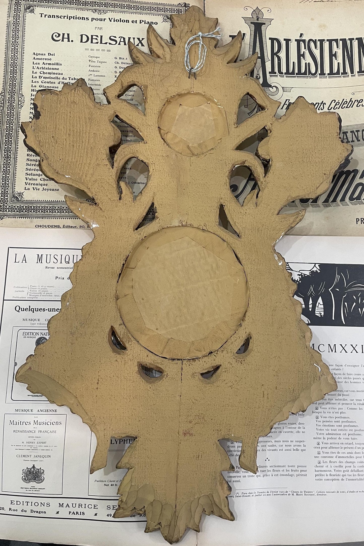 RARE Large Antique Italian Wooden Witch Mirror c1860