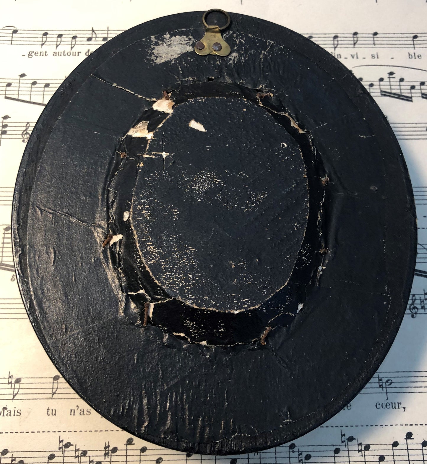 Antique French Carved Plaster Apparition of Lourdes Domed Glass c1900