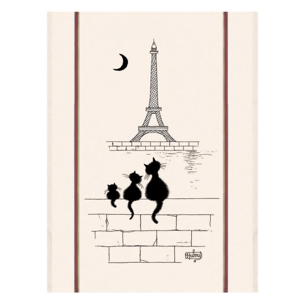 Torchons & Bouchons Tea Towel Eiffel Tower Cats