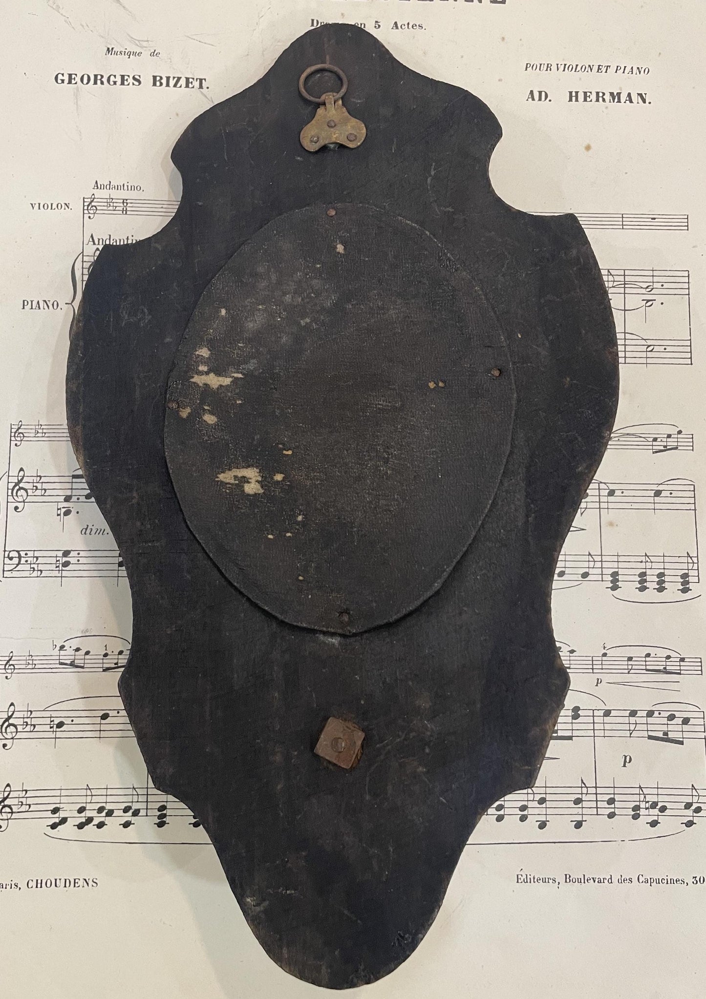 Rare Antique French Art Nouveau Wooden Holy Water Font Lourdes c1900