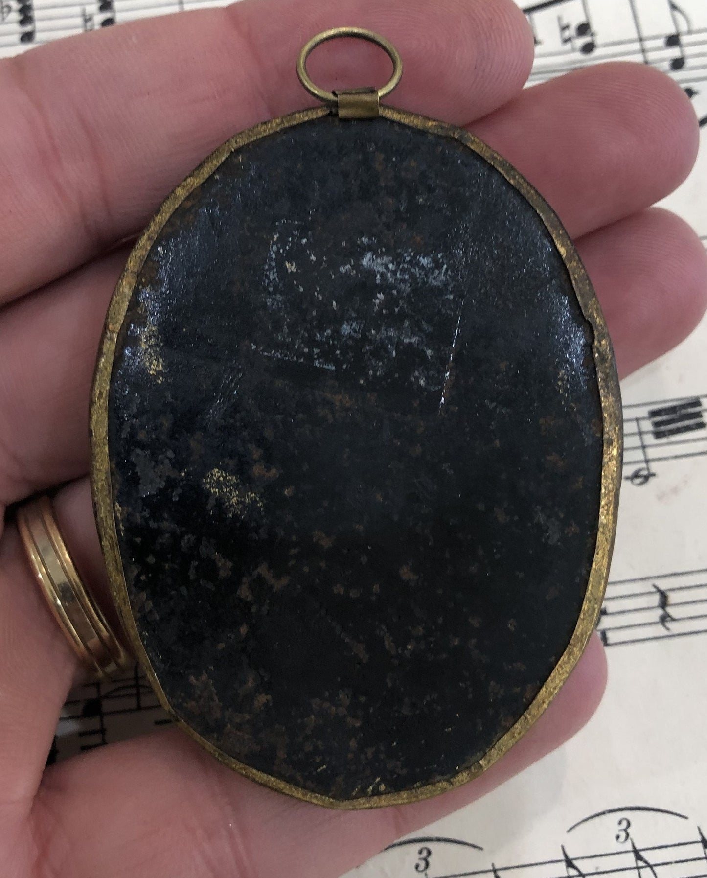 Rare Antique French Reliquary Ex Voto Saint Eloi / Eligius under Glass c1880