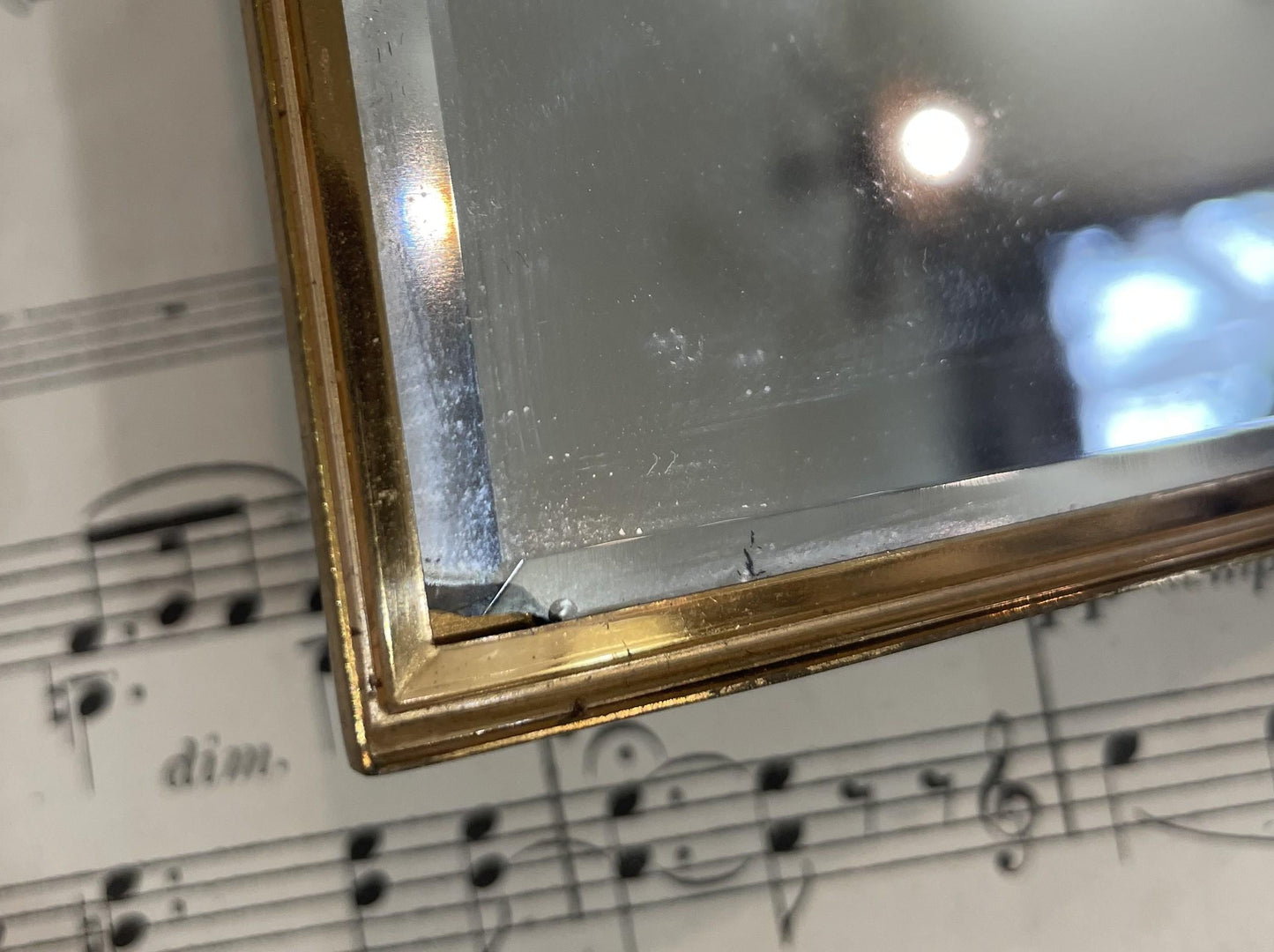 Antique French Art Deco Compact Mirror Bird c1930