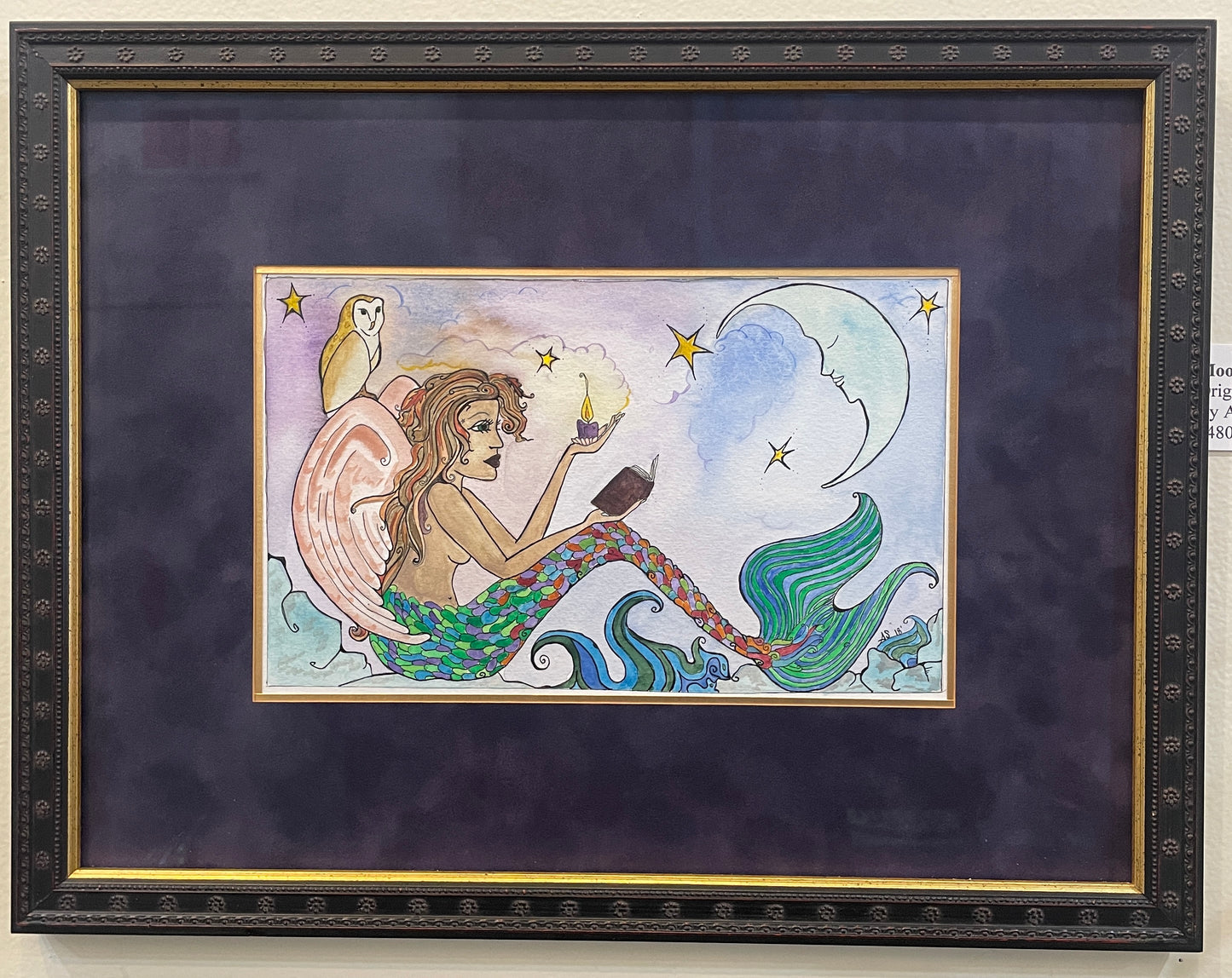 Moonlight Mermaid - Original Framed Watercolor