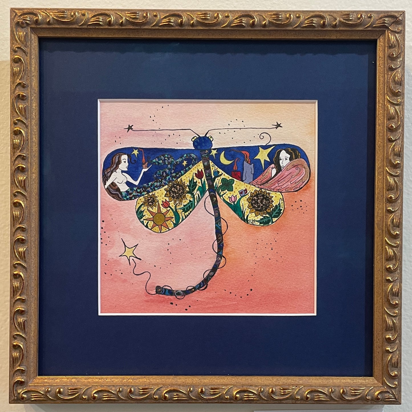 Dragonfly (Wadaduga) - Original Framed Watercolor