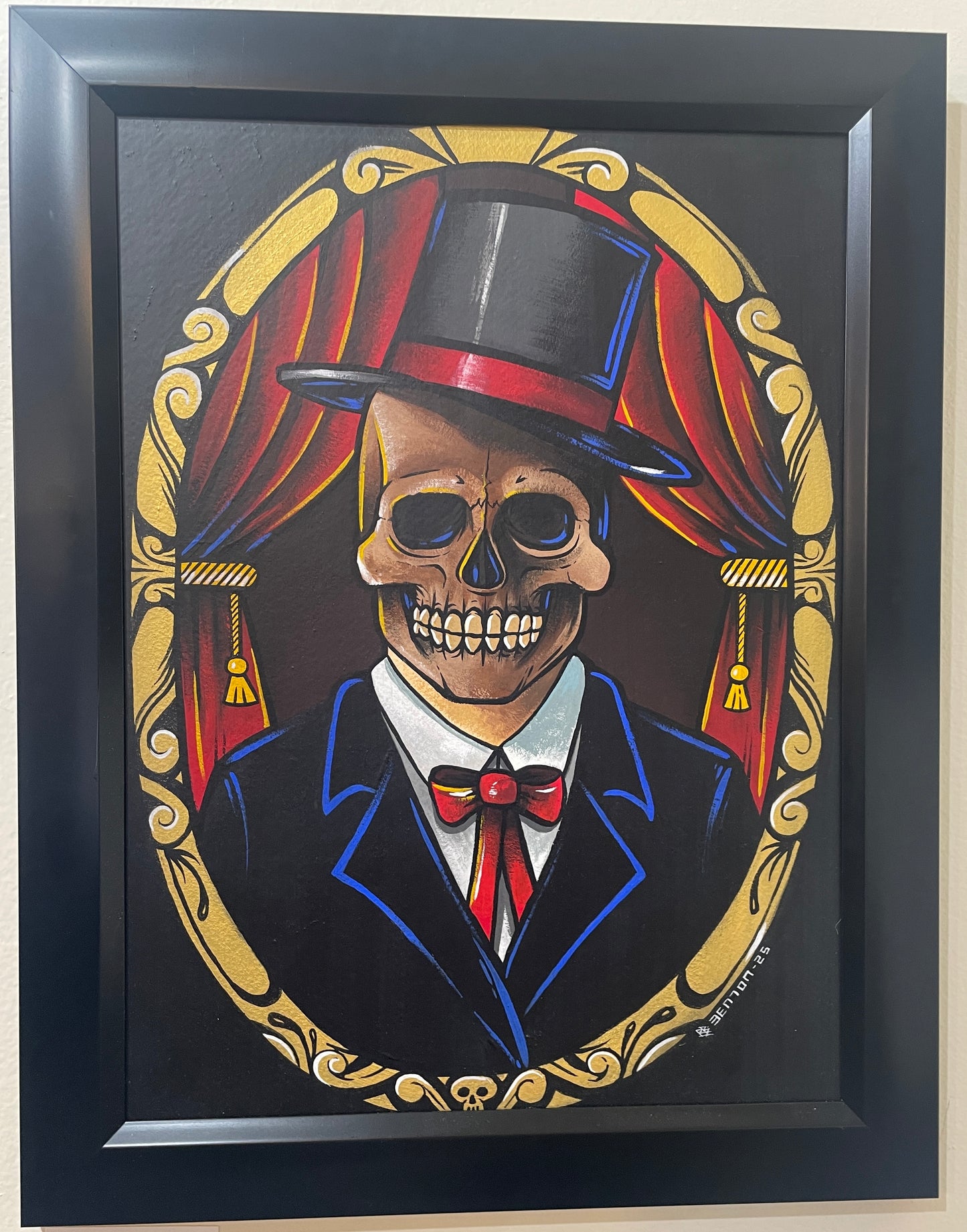 Mr. Bones - Original Framed Gouache on Board Painting