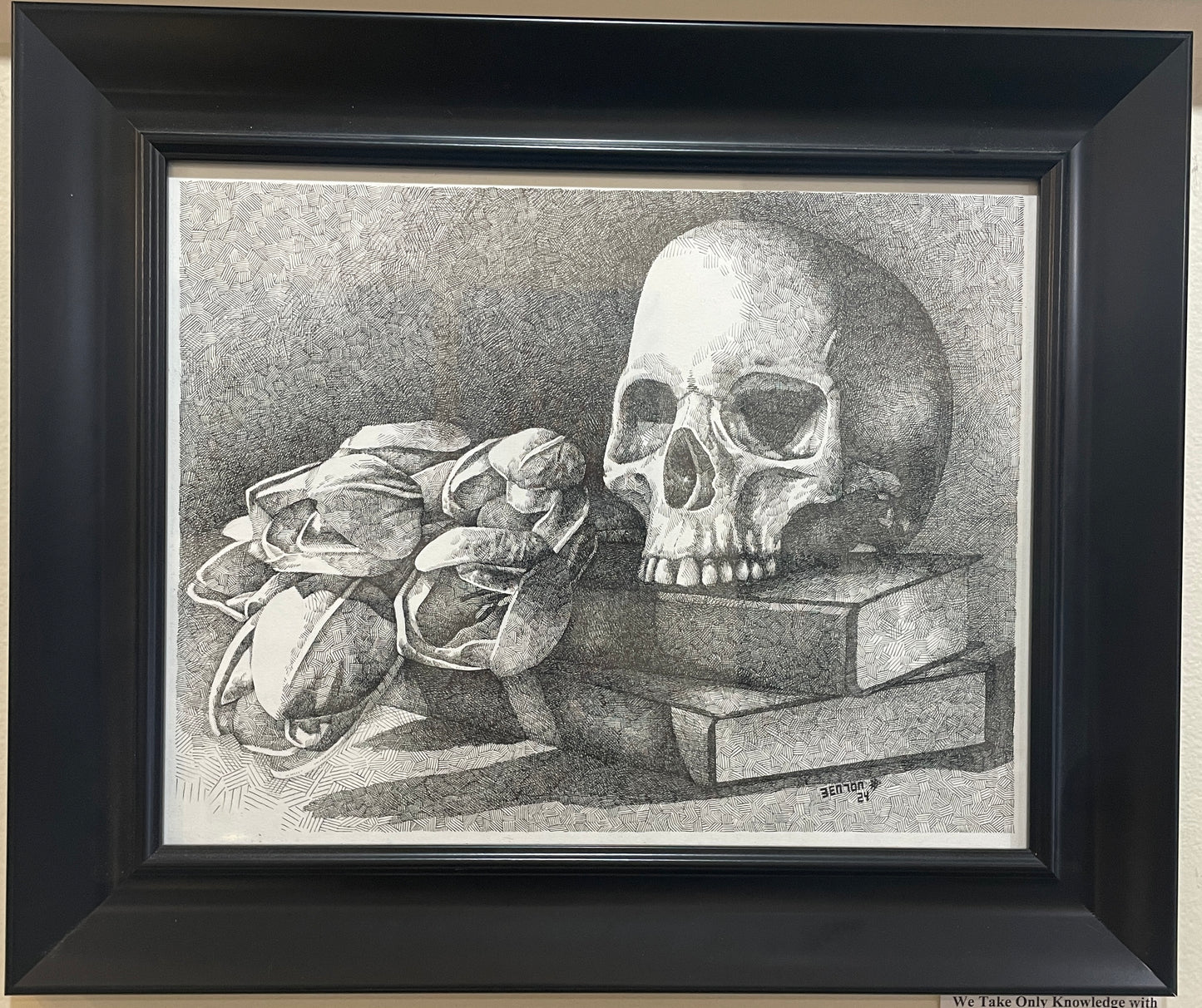 We Take Only Knowledge with Us (Ink Study) - Original Framed Pen & Ink Painting