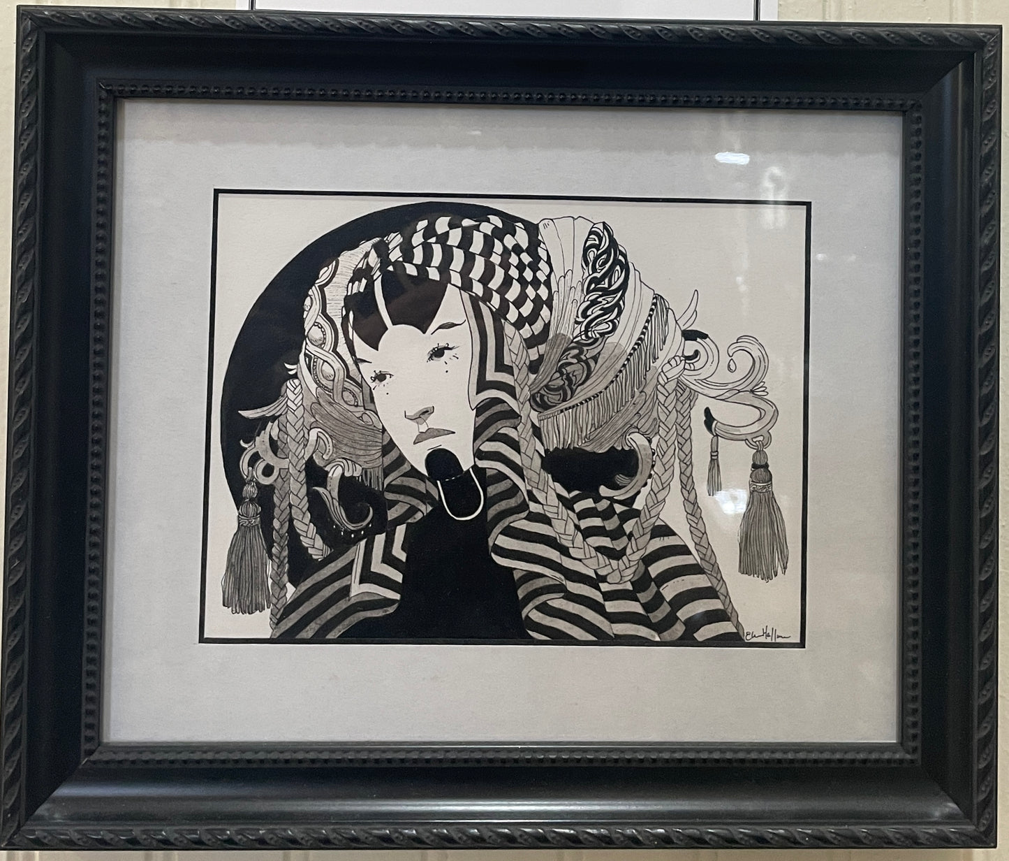 Space Queen - Pen and Ink Original Painting by Ellie Hoffman