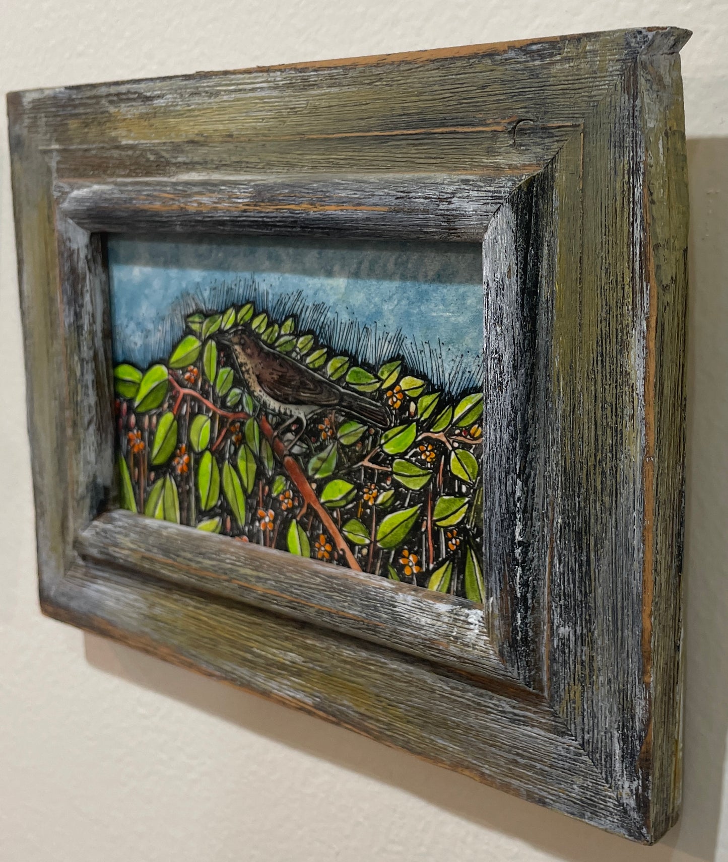 Brambles - Original Framed Acrylic & Pen and Ink on Board Painting