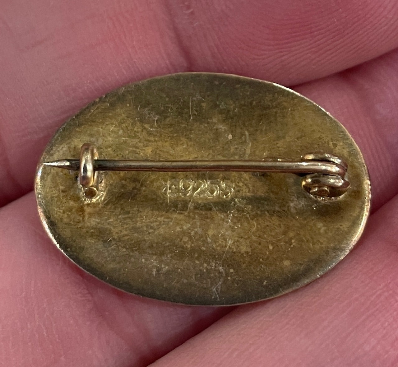 Antique Art Nouveau Enameled Guilloche Sterling Siver Brooch Rose c1920