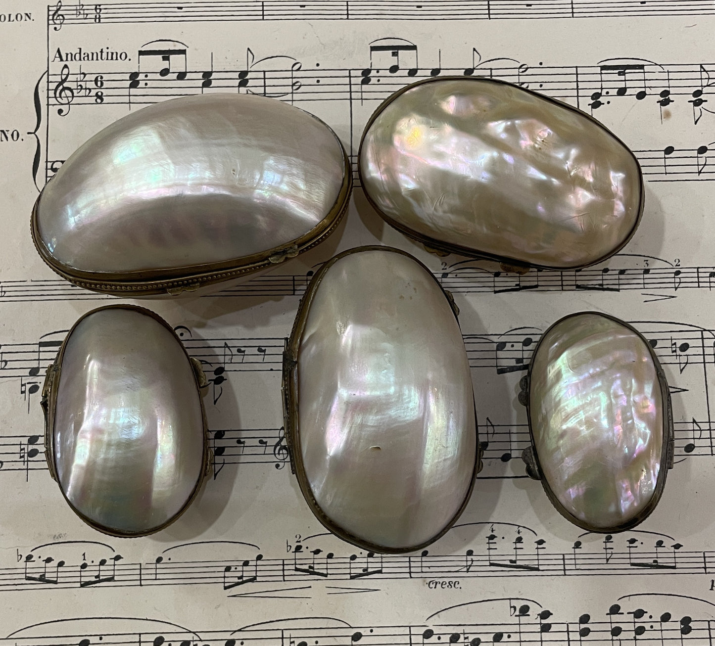 Rare Antique French Mother of Pearl Rosary Case Holder Box c1880