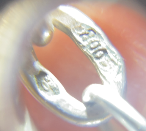 Rare Antique French Silver 800 Niello Pocket Watch Chain Necklace c1900