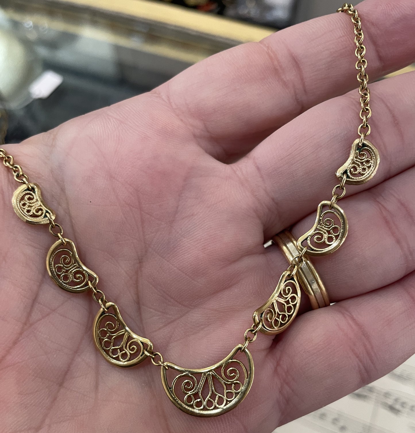 Rare Antique French Art Nouveau Gold-Filled Chain Necklace c1900