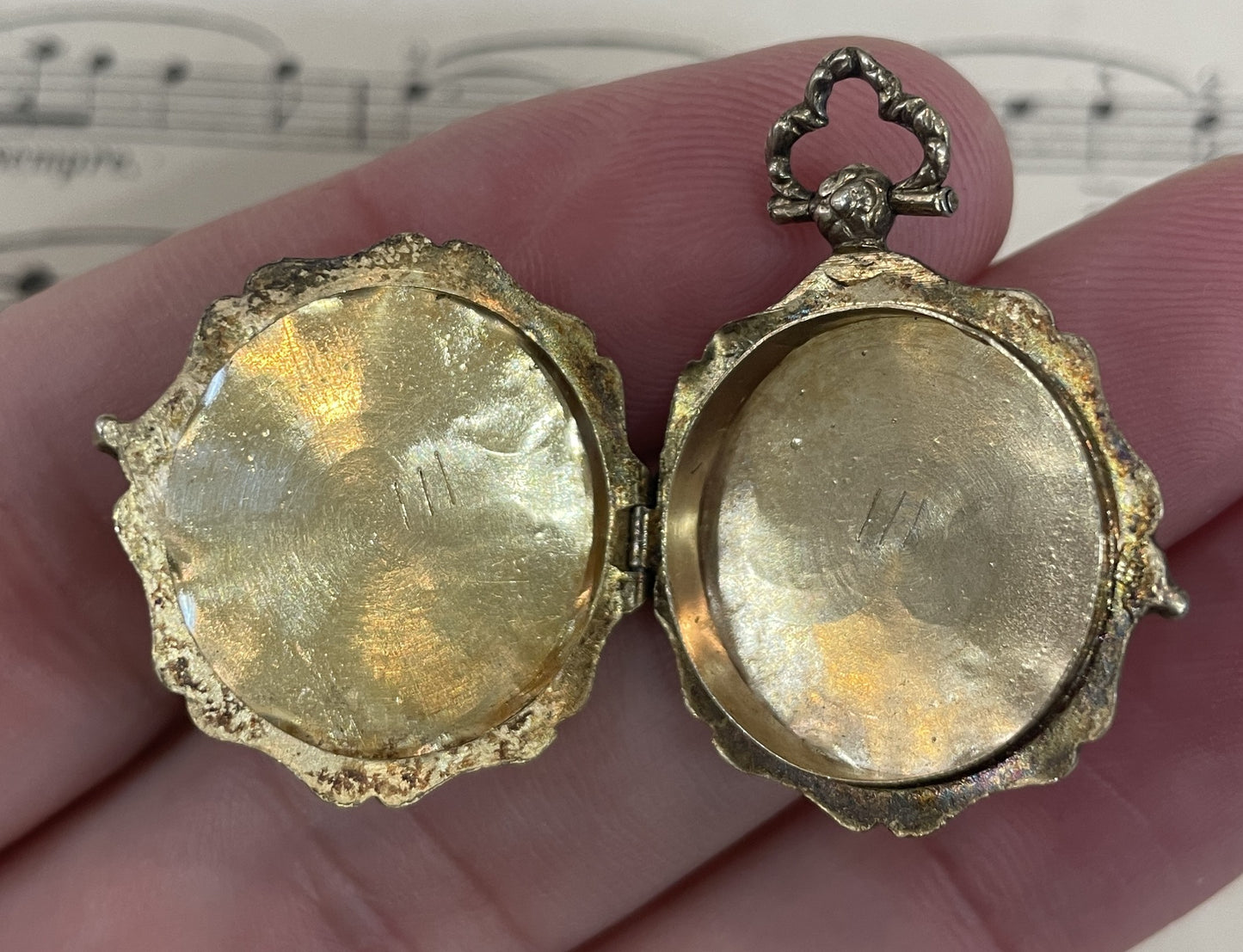 Antique Art Nouveau French Gold Plated Locket Pendant c1920