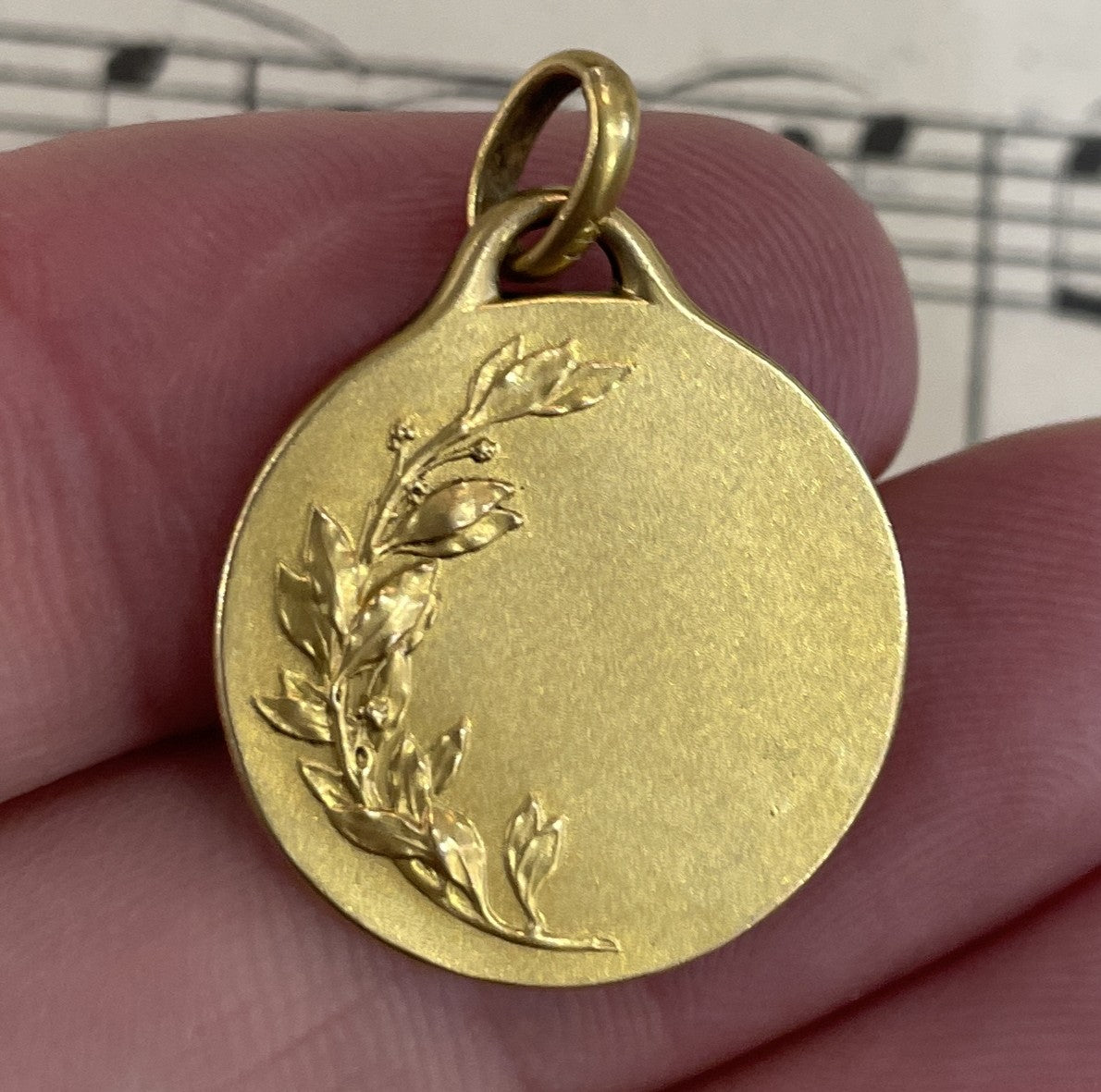 Antique French Art Nouveau Gold-Filled Medal Tennis Sport c1920