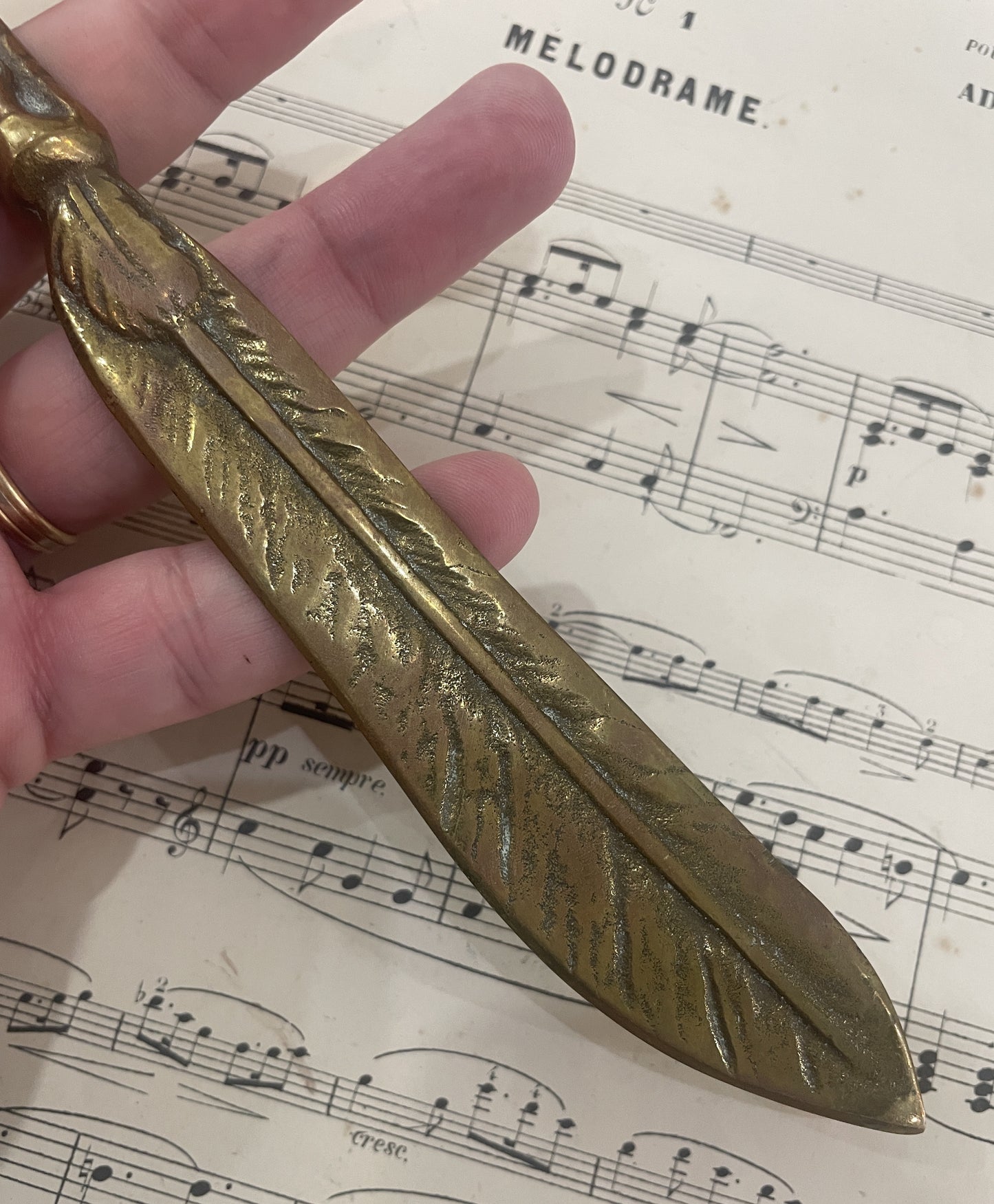 Rare Antique French Bronze Chicken Foot Feather Letter Opener c1900