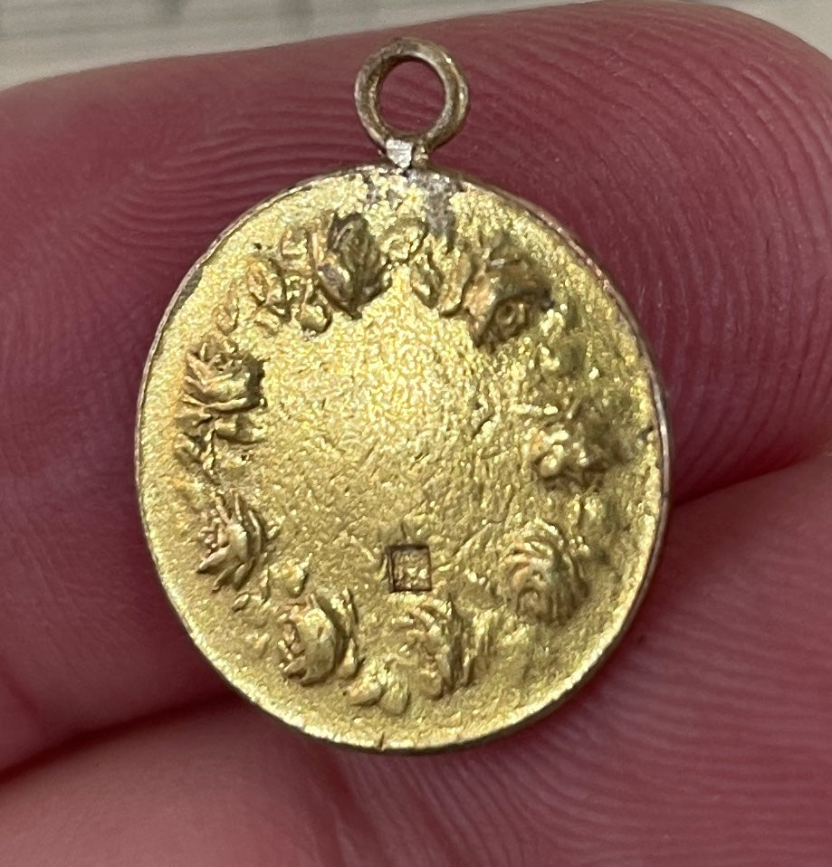 Rare Small Antique French Art Nouveau Gold-Filled Rose of Lima Medal Signed Tricard c1920