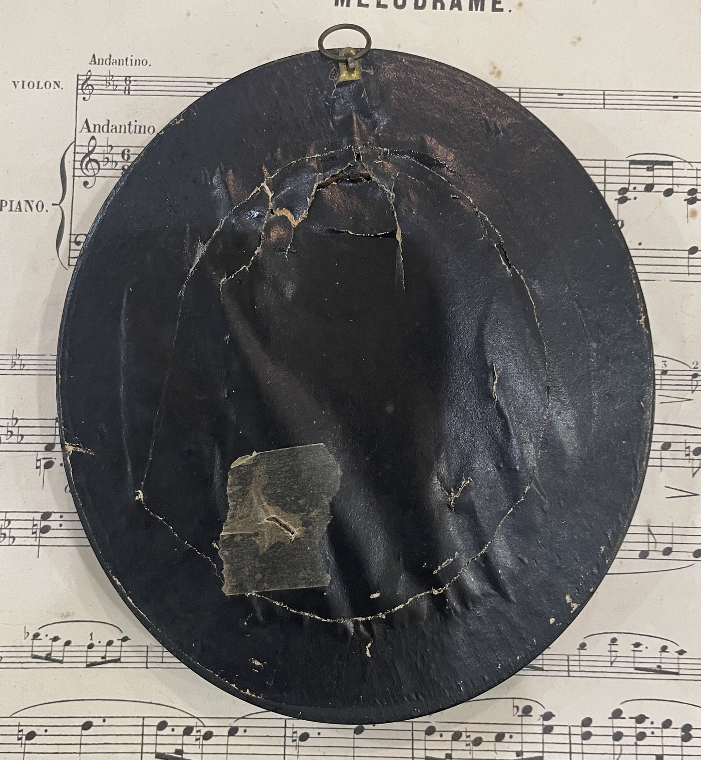 Antique French Mourning Hair Art Domed Glass Wooden Frame c1880