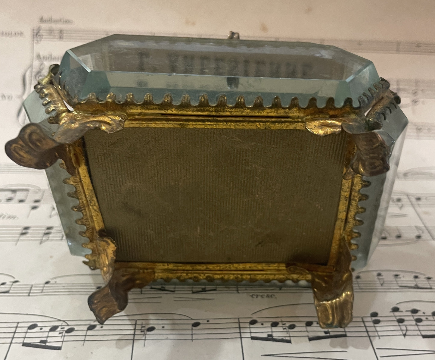 Antique French Eglomise Souvenir Jewelry Box Casket Versailles Temple of Love c1900