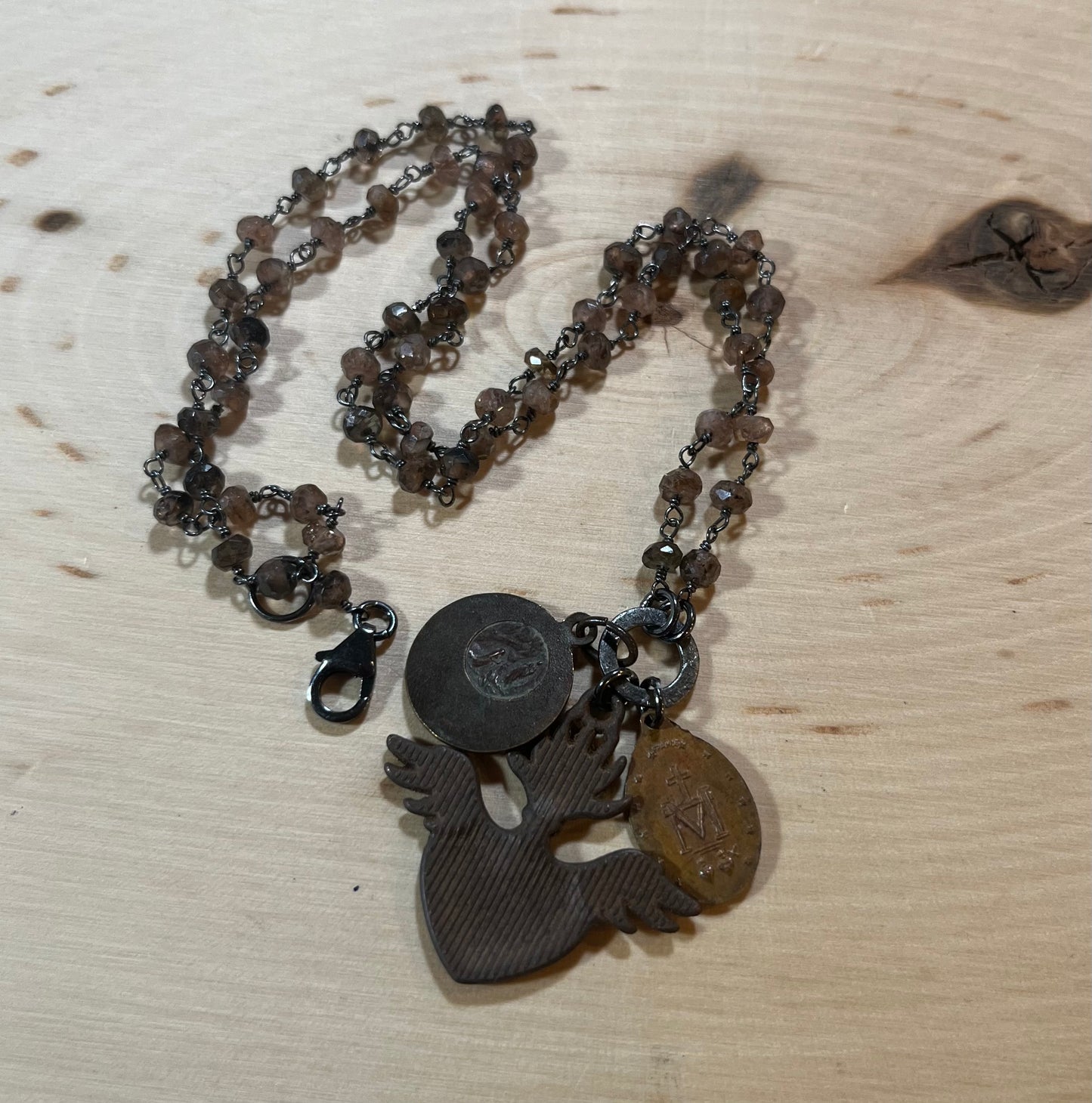 Sacred Heart with wings necklace