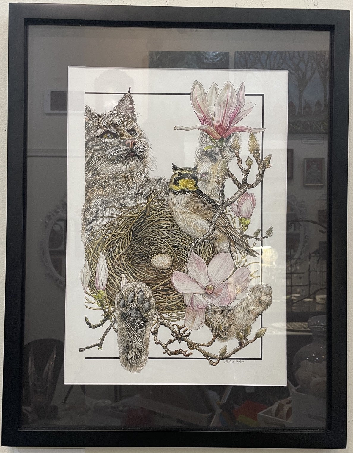 Twig by Twig - Gouache and Ink on Watercolor Paper Original Painting