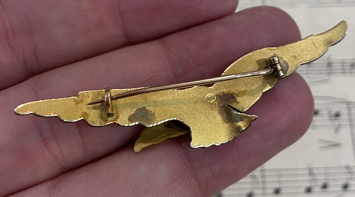 Rare Antique French Art Nouveau Gold-filled Brooch Eagle c1900