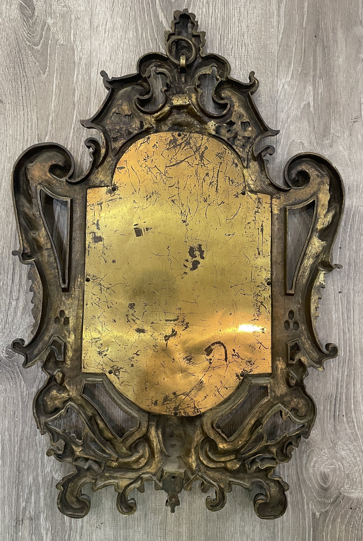Rare Large Antique French Bronze Mirror c1880