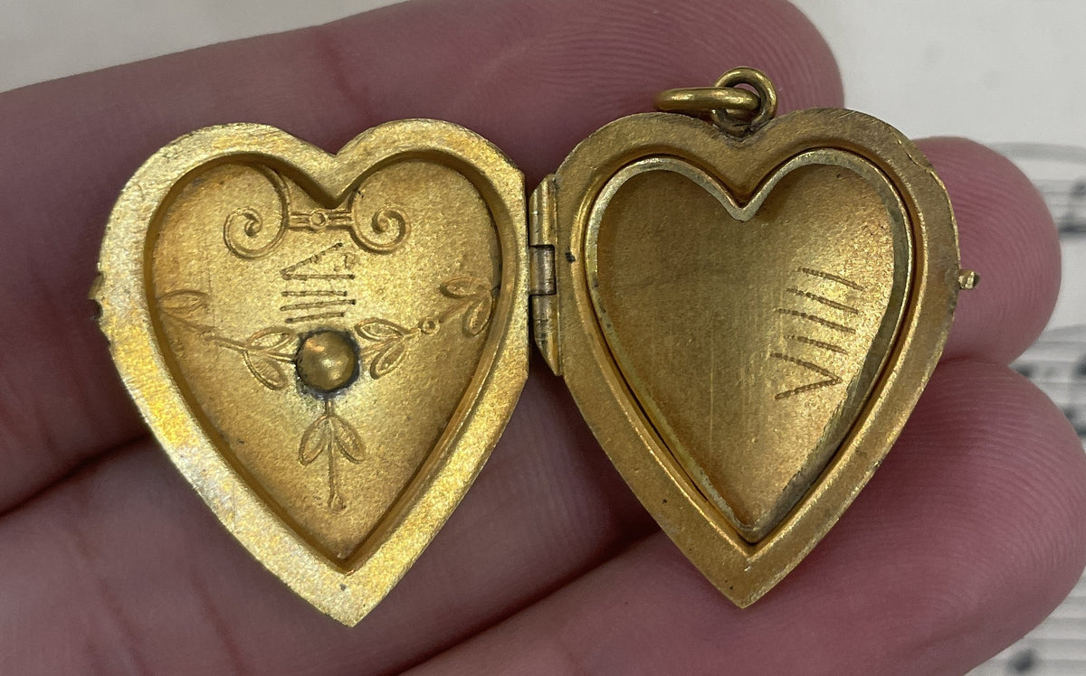 Antique French Art Deco Locket Pendant Heart c1930