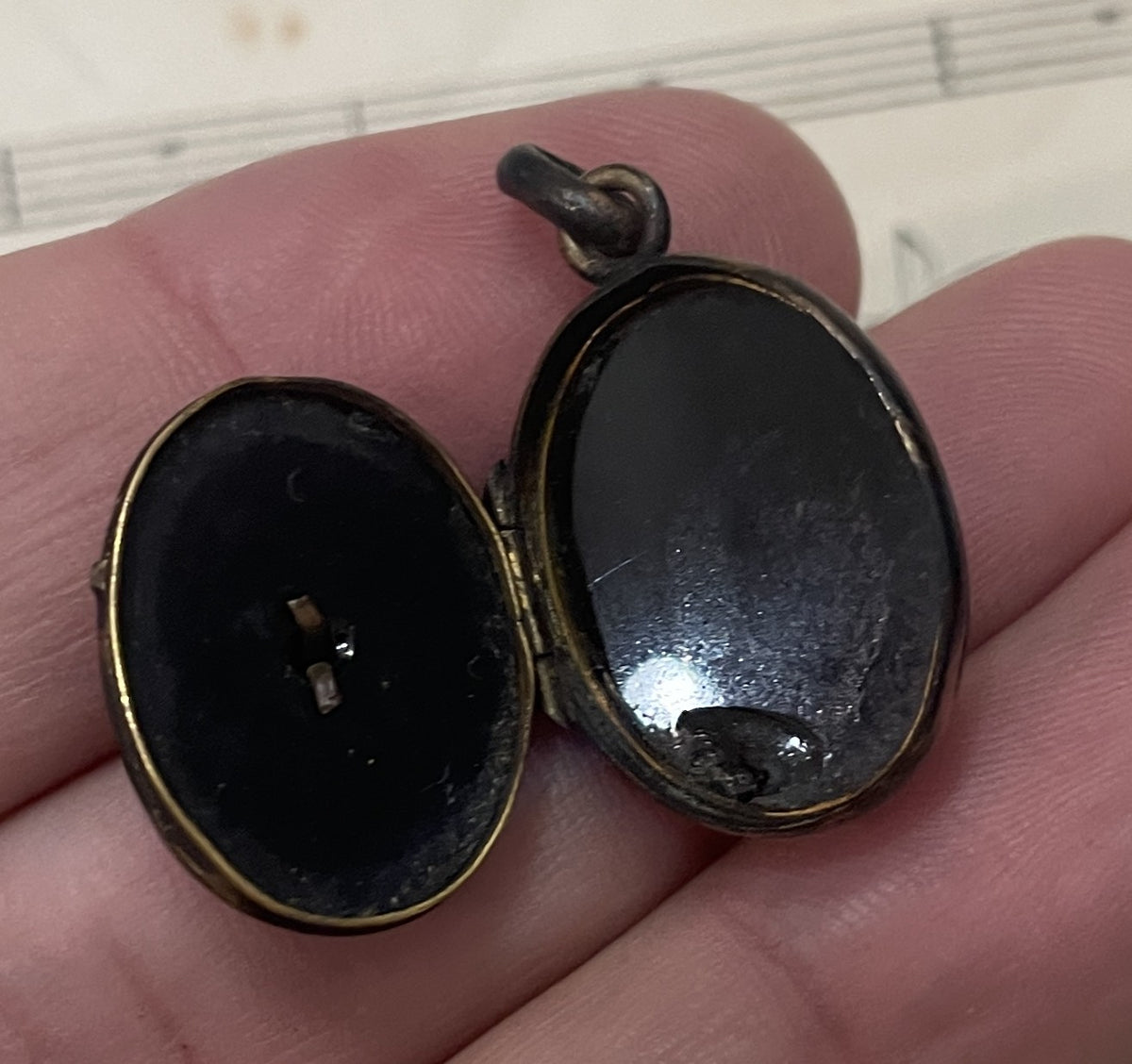 Antique Art Nouveau French Locket Black Onyx c1900