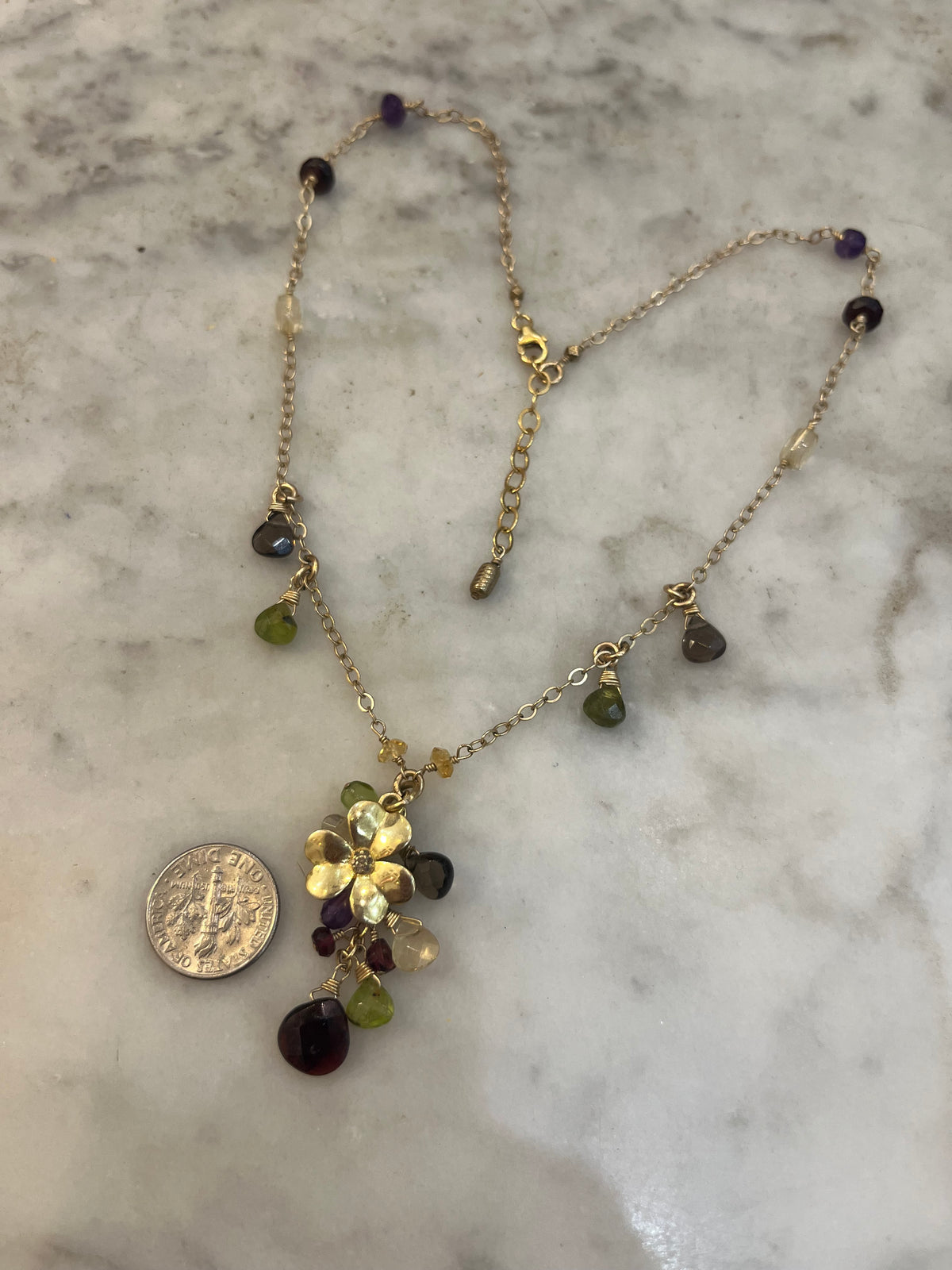 Lucky Diamond Shamrock Necklace with gemstones