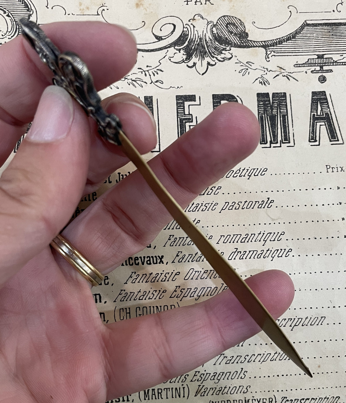 Antique French Art Nouveau Letter Opener Fleur de Lys c1920