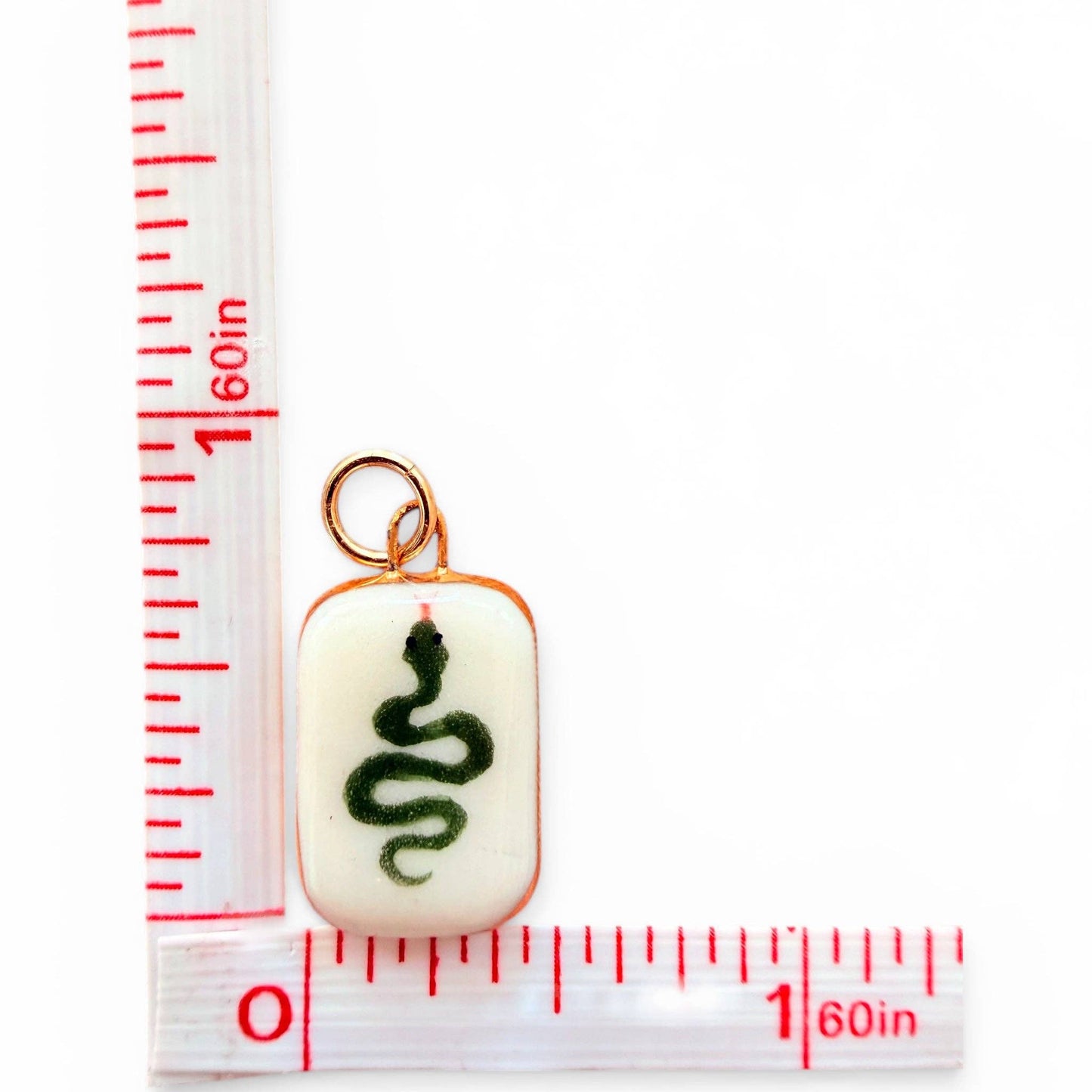 Green Snake Charm: Gold Luster / Rectangle