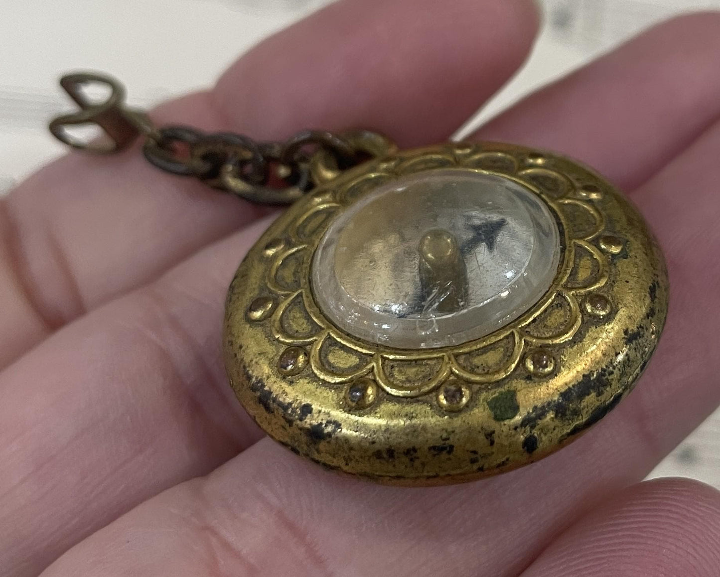 Antique French Compass Pendant Paris Eiffel Tower c1920