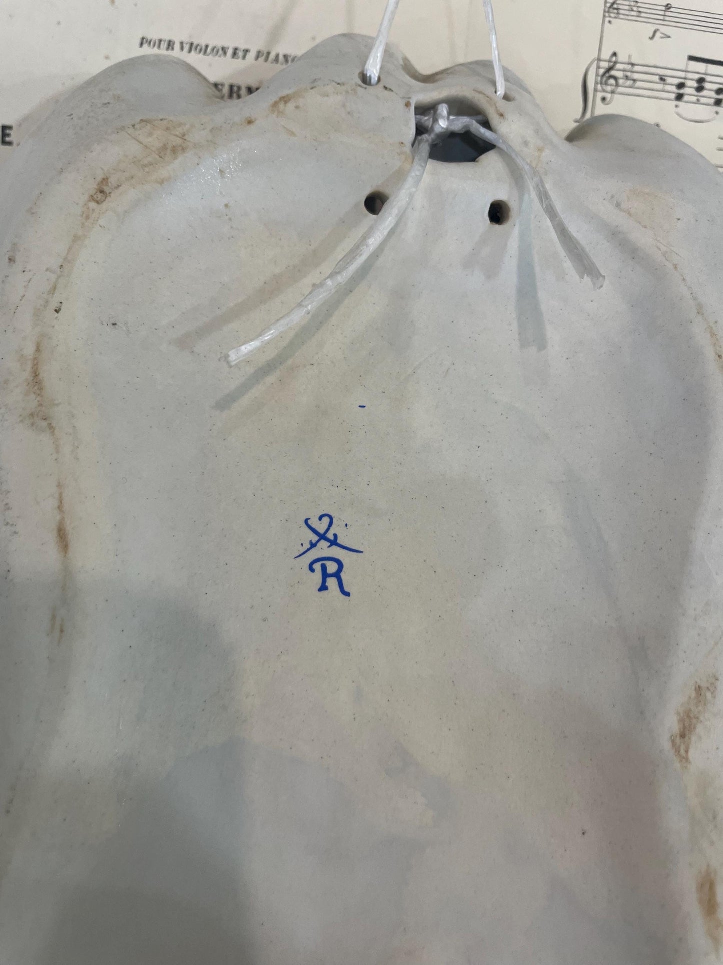 Rare Large Antique French Porcelain Angel Holy Water Font c1880