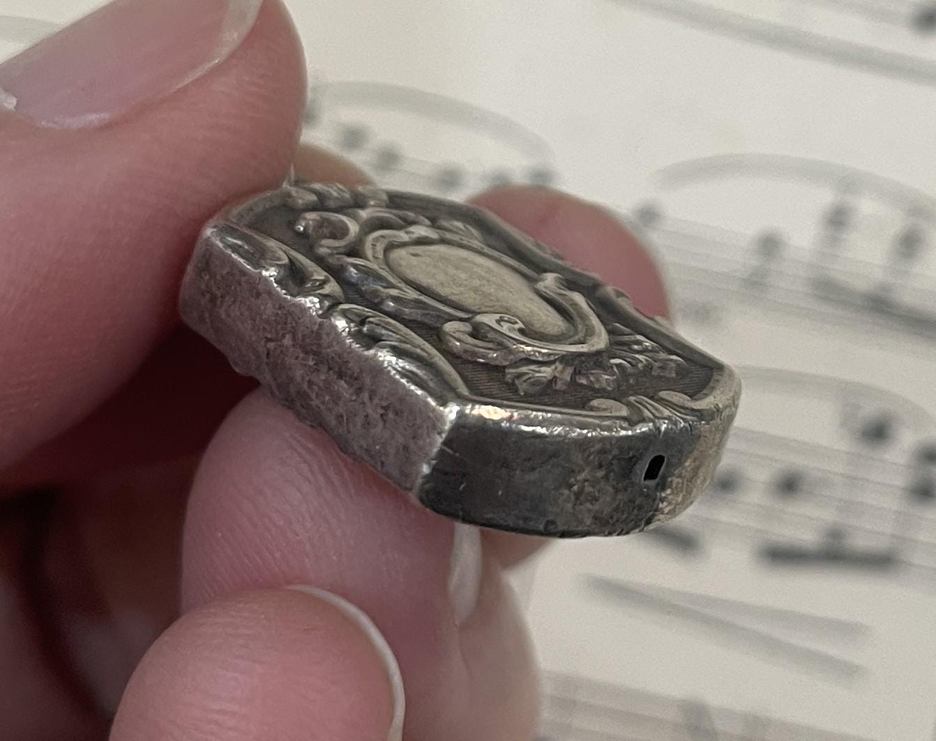 Antique French Sterling Silver Art Nouveau Pocket Watch Fob Charm Pendant c1900