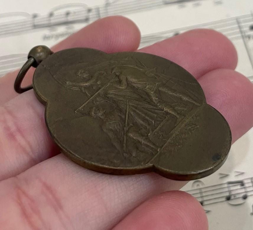 Rare Large Antique French Bronze Medal Shooting Sport c1920