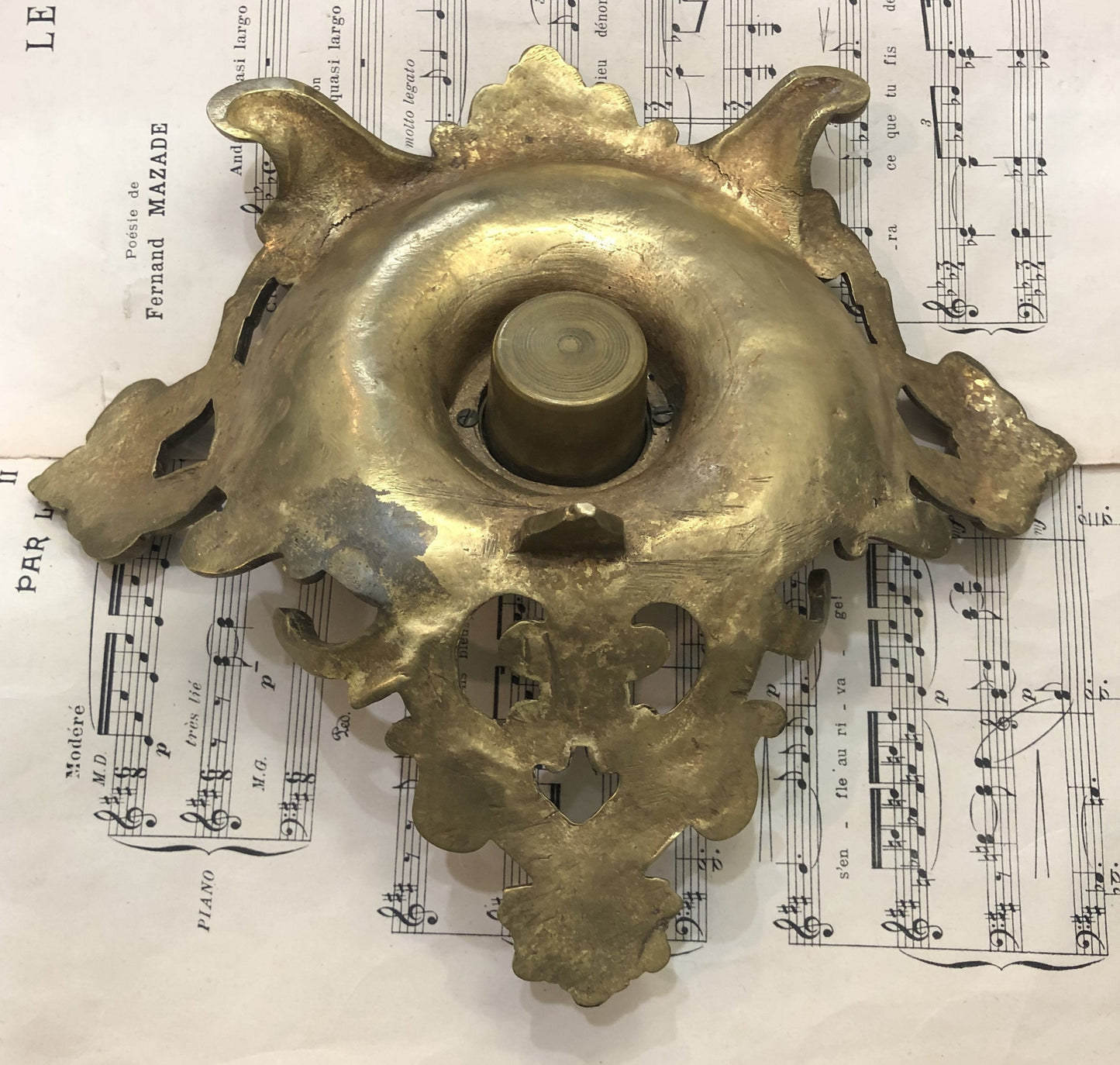 Rare Large Antique French Art Nouveau Bronze Inkwell c1900