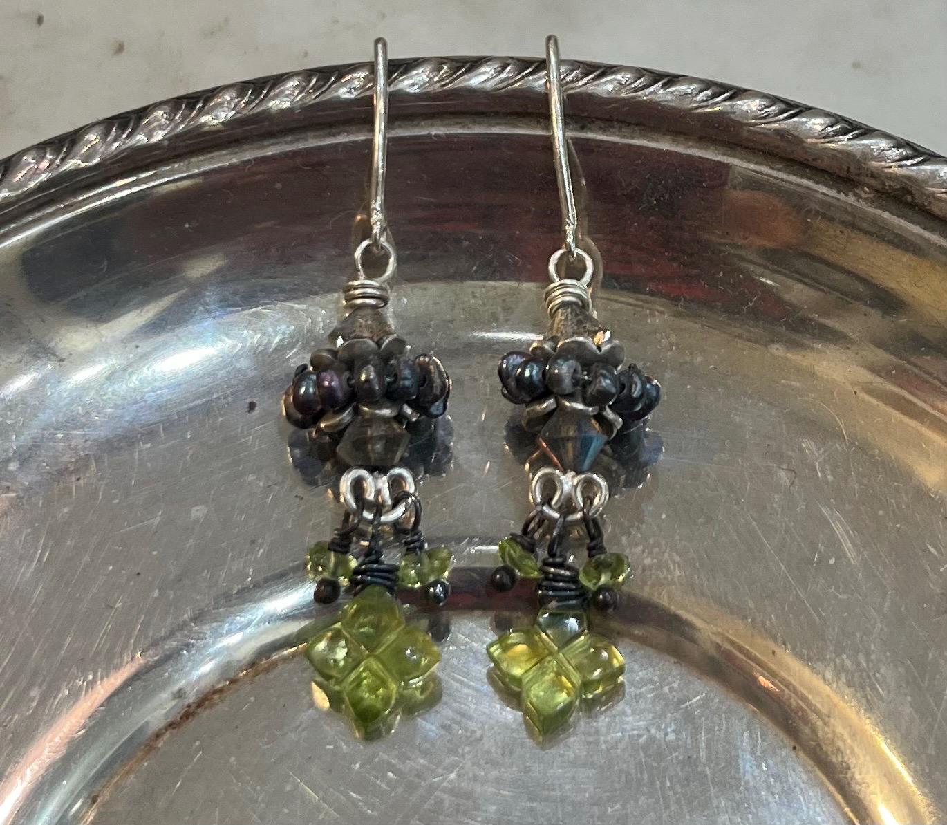 Lucky Peridot Earrings with sterling silver