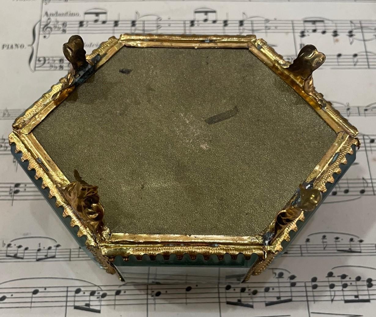 Antique French Eglomise Souvenir Jewelry Box Casket Toulon c1900